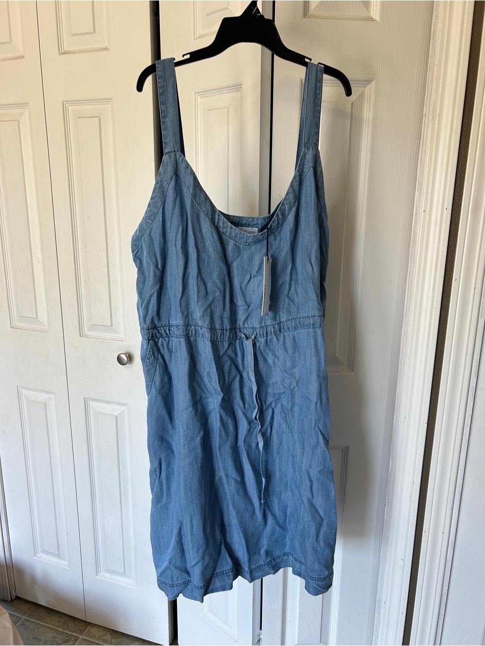 Point Zero Light Blue Denim Dress with Wide Neck